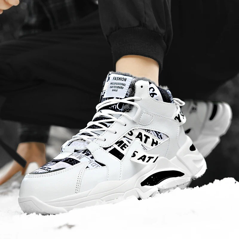 Мужская обувь зимняя модная новинка 2024 молодежные высокие нескользящие