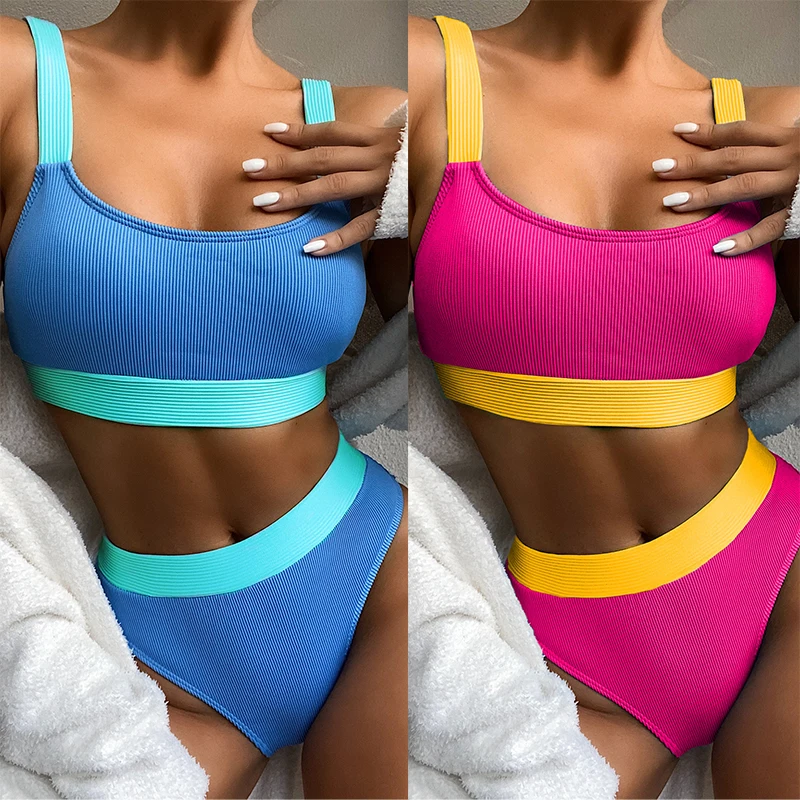 

MOVOKAKA Bikinis Set Swimsuit Women 2022 Luxruy Push UP Swimwear Solid Sexy Brazilian Biquini Set 2 Piece Beachwear Bikini Set