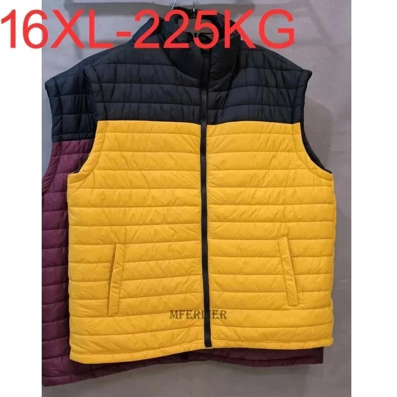 

Зимние мужские жилеты без рукавов, куртки в стиле пэчворк, модель 10XL, 12XL, 13XL, 14XL, жилеты с хлопковой подкладкой, теплые безрукавки, размер 16XL, вес 250 кг