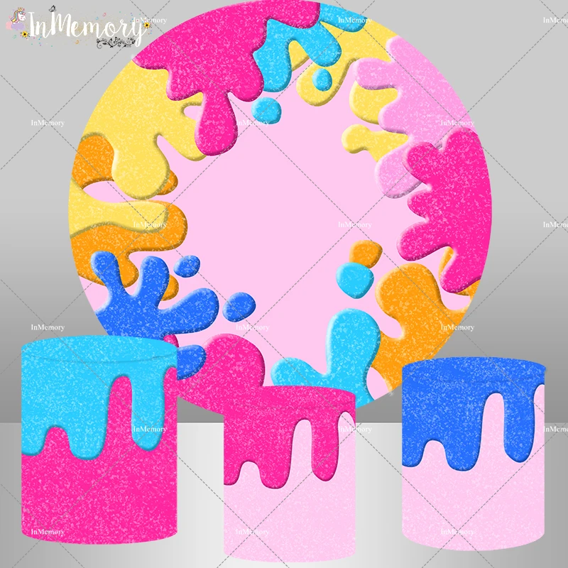 Colorful Slime Theme Photography Background Party Decoration Pink Blue Table Plinth Cover