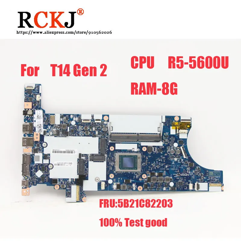 

Original Mainboard For Lenovo ThinkPad T14 Gen2 Motherboard CPU R5-5600U 8G RAM Test good Free shipping NM-D451 5B21C82203