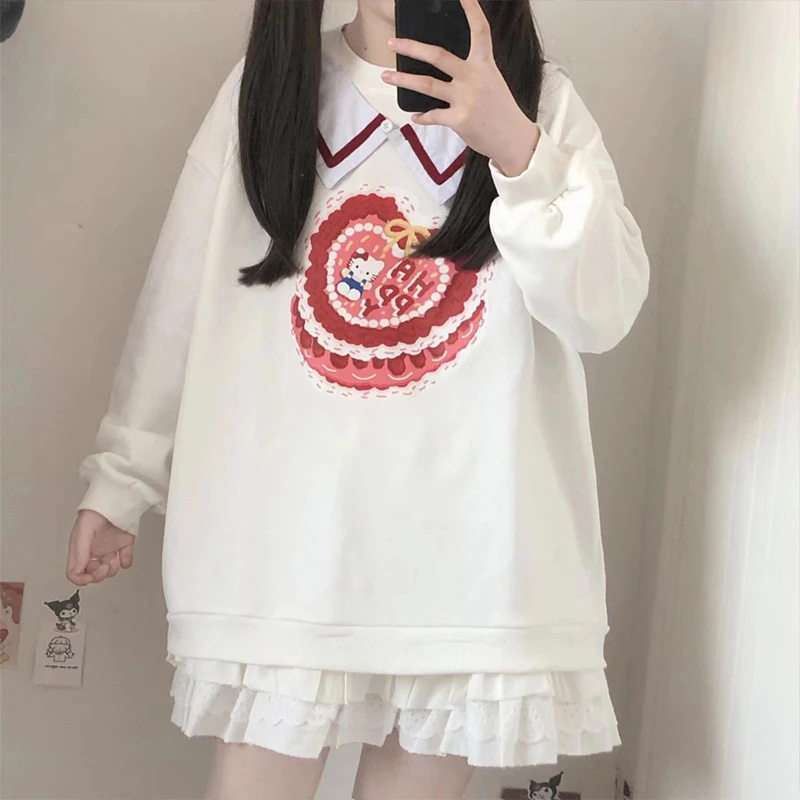 

Толстовка Sanrios Hello Kittys Y2K Kuromi, мультяшный персонаж из аниме описаkelija Syksy Talvi Pitkhihainen, свободная повседневная надпись