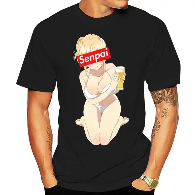 

Japanese Anime Girl Shirt - Notice Me Senpai Black Navy T-Shirt S-6Xl Casual Tee Shirt