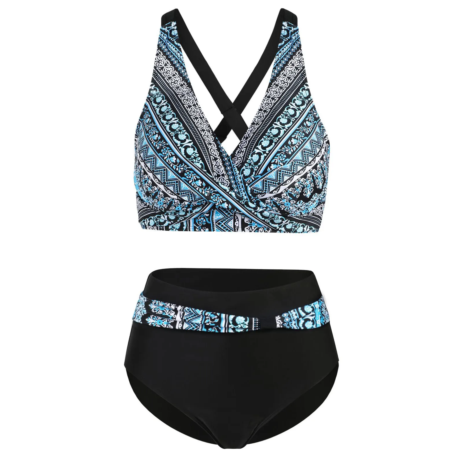 Винтажный Комплект Бикини С Высокой Талией И Ремешком На Шее. Женский Купальник