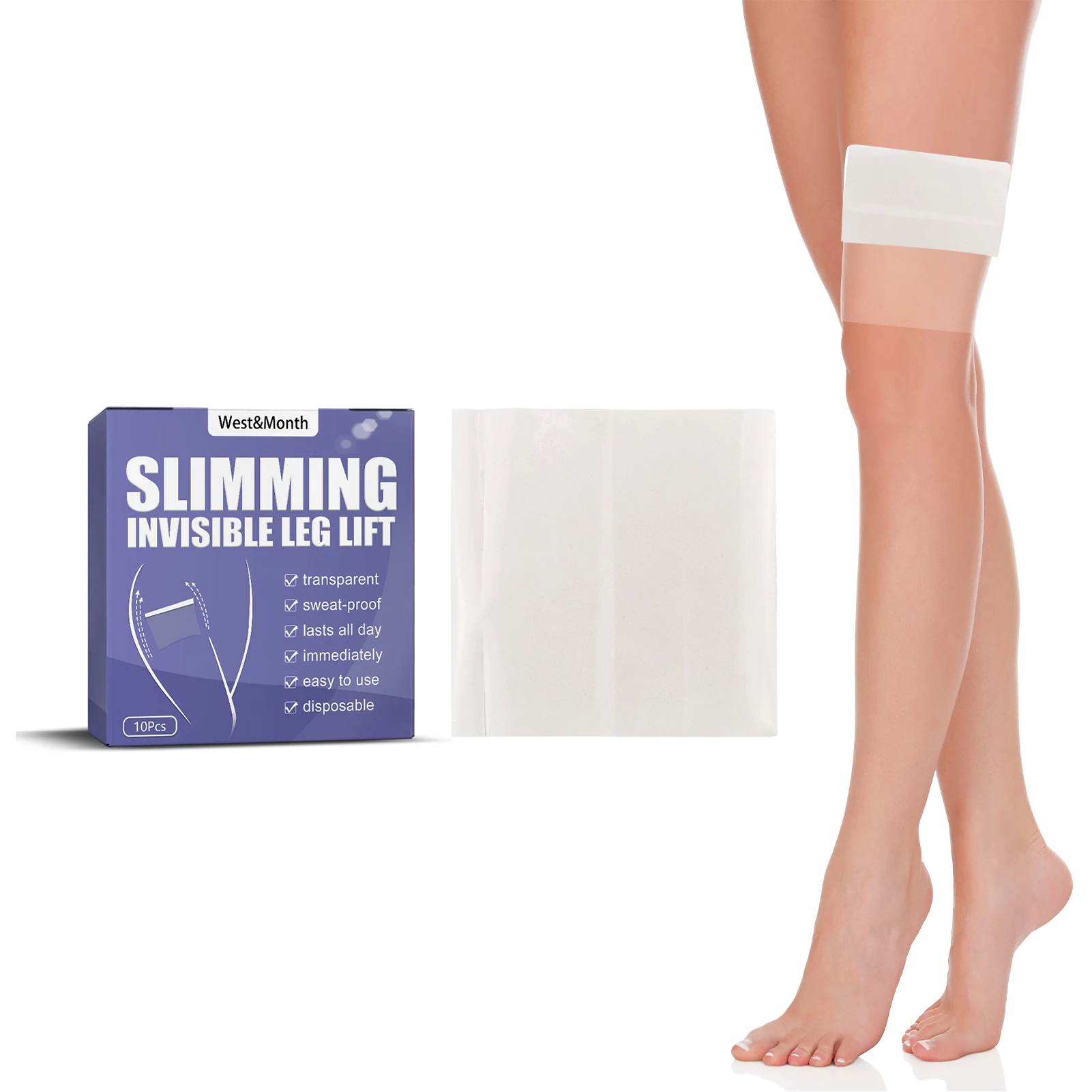 

10pcs Leg Tape For Sagging Skin Anti-Chafing Sticker Pastes For Thigh Clear Leg Shaping Lift Strips Stickers For Slimming
