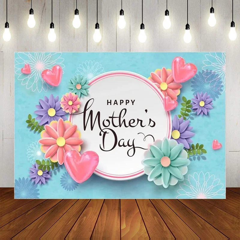 

Happy Mother's Day Party Photography Backdrop Diamond High Heel Background Silver Glitter Sequin Love Pink Queen's Decor Banner