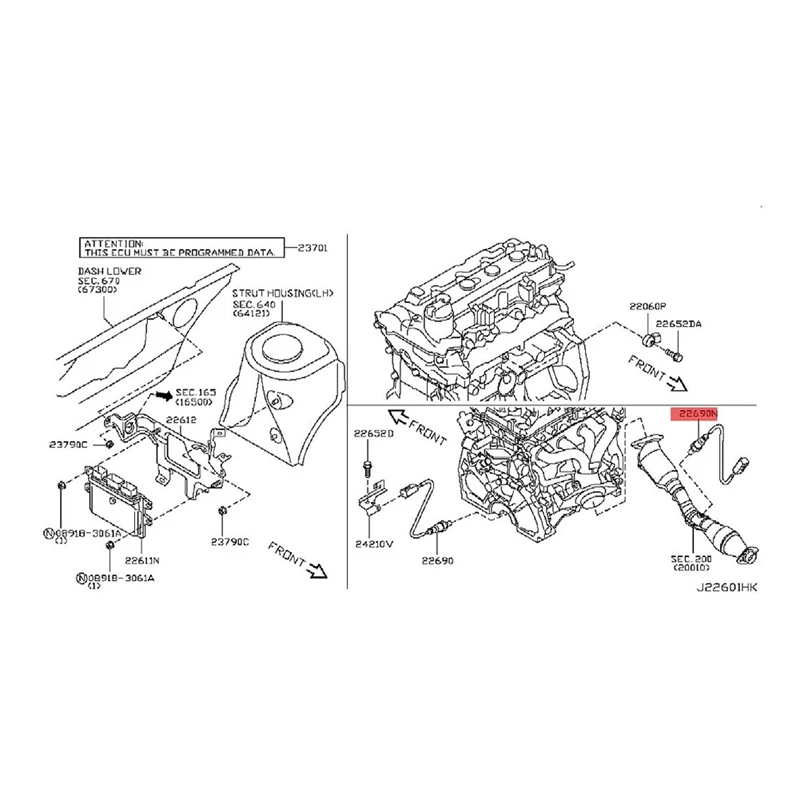 Ниже по потоку кислорода O2 Датчик 22690-EN200 226A0-ET000 для Infiniti Nissan QX50 QX70 G35 Altima Rogue 2007-2017