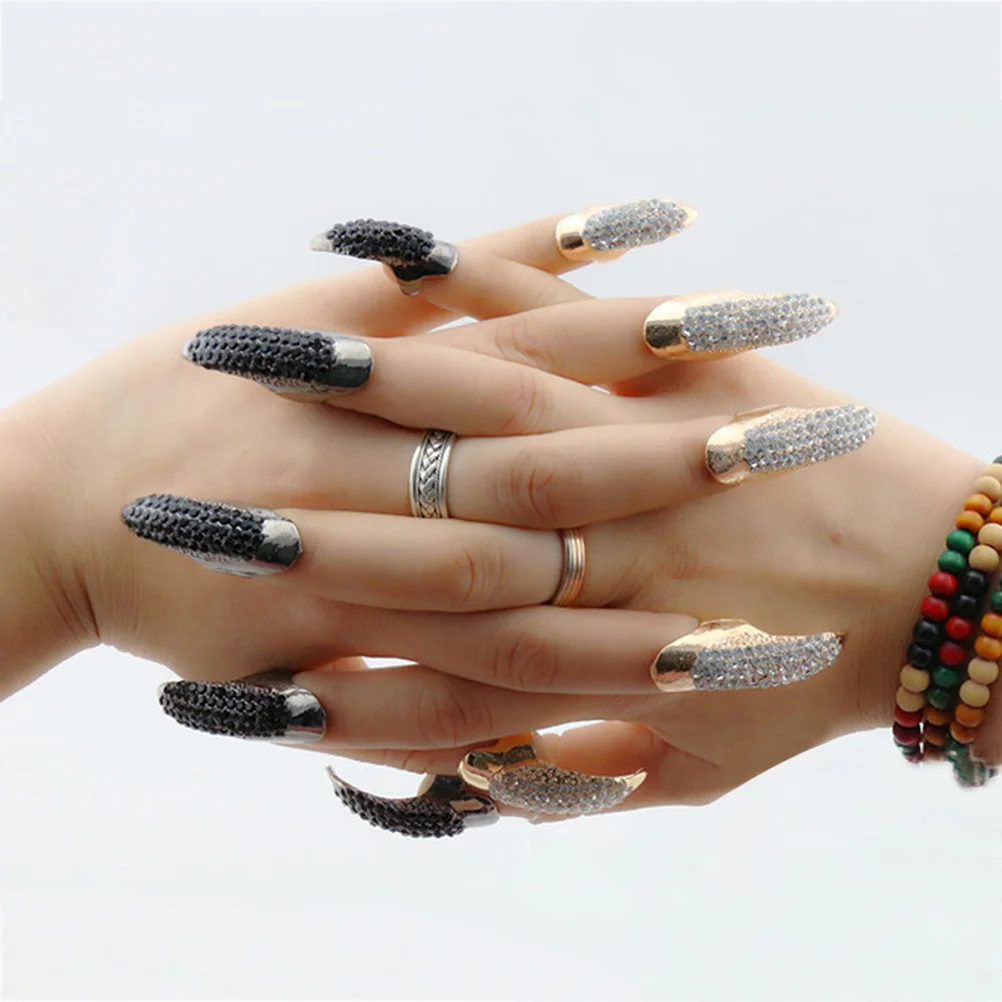 10 шт. 3 размера готический панк-стиль накладные ногти коготь лапа кольца на палец