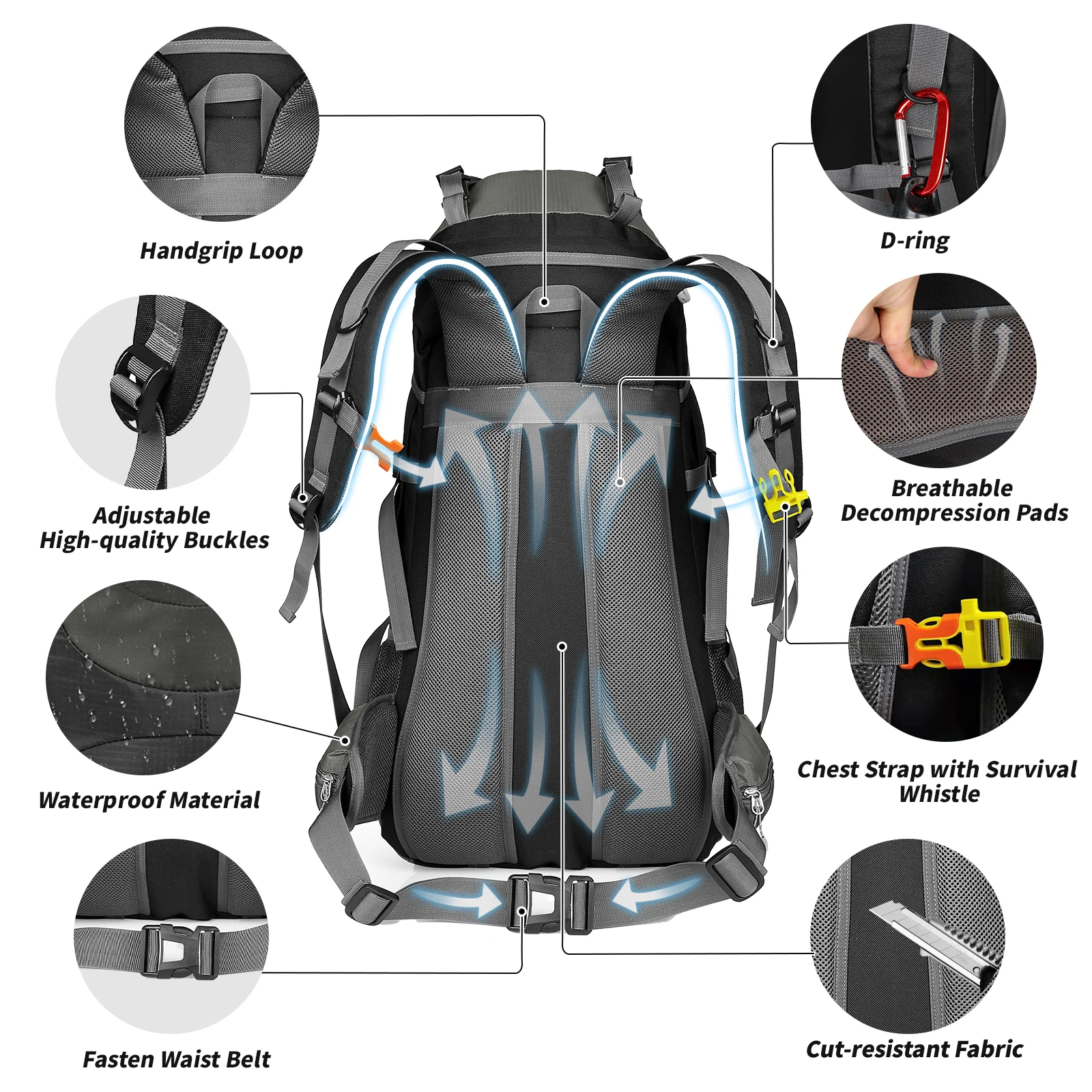 50L Hiking Backpacks Waterproof Trekking Bag Men Outdoor Mountaineering Camping Travel Hiking Bag Large Capacity