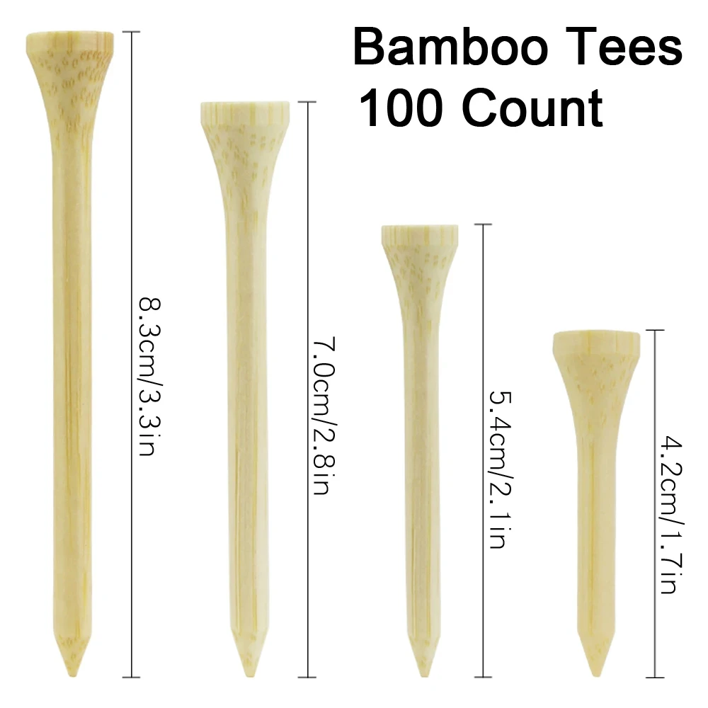 

100 counts Golf tees Wooden bamboo plastic Tee wooden bamboo TEE Loose wood wood color tee course 4.2cm 5.4cm 7.0cm 8.3cm