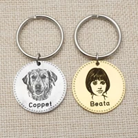 personalized photo keychain custom picture key chain in round engraved photo key ring keepsake memory jewelry gift for family