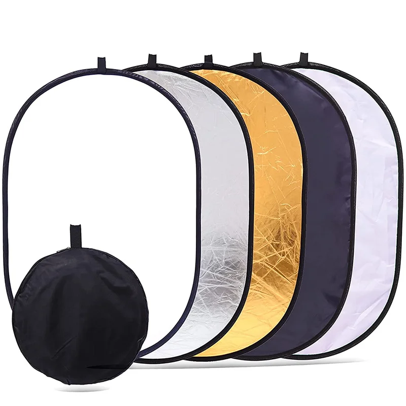 

5 in 1 Photography Light Reflector Collapsible Light Oval For Studio Silver Photo Outdoor Gold Sliver White Black Grey Reflector