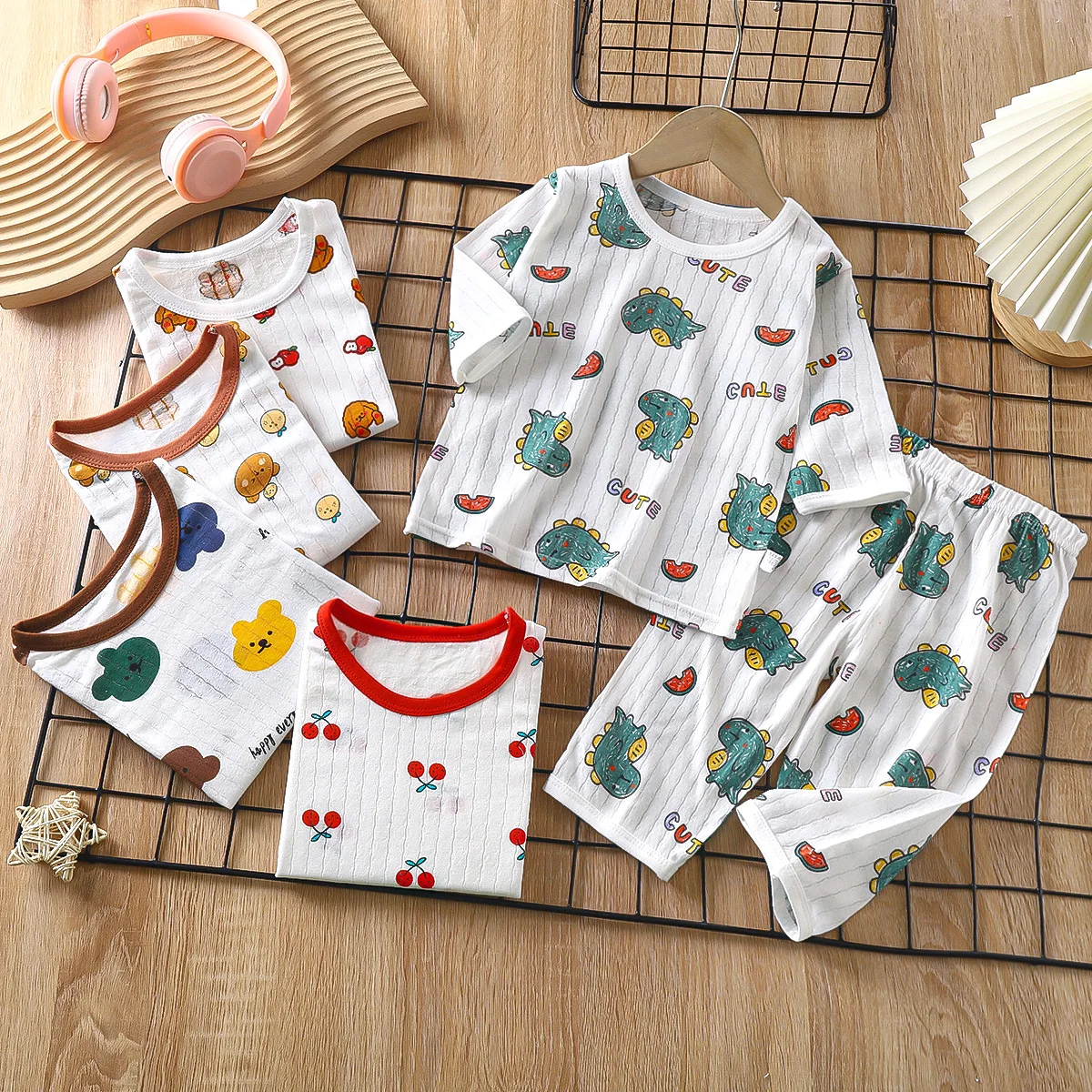 

Children's Pajamas Set Cotton Home Clothes Four Seasons New Thin Section Boys Girls Baby Kids Clothing Gift
