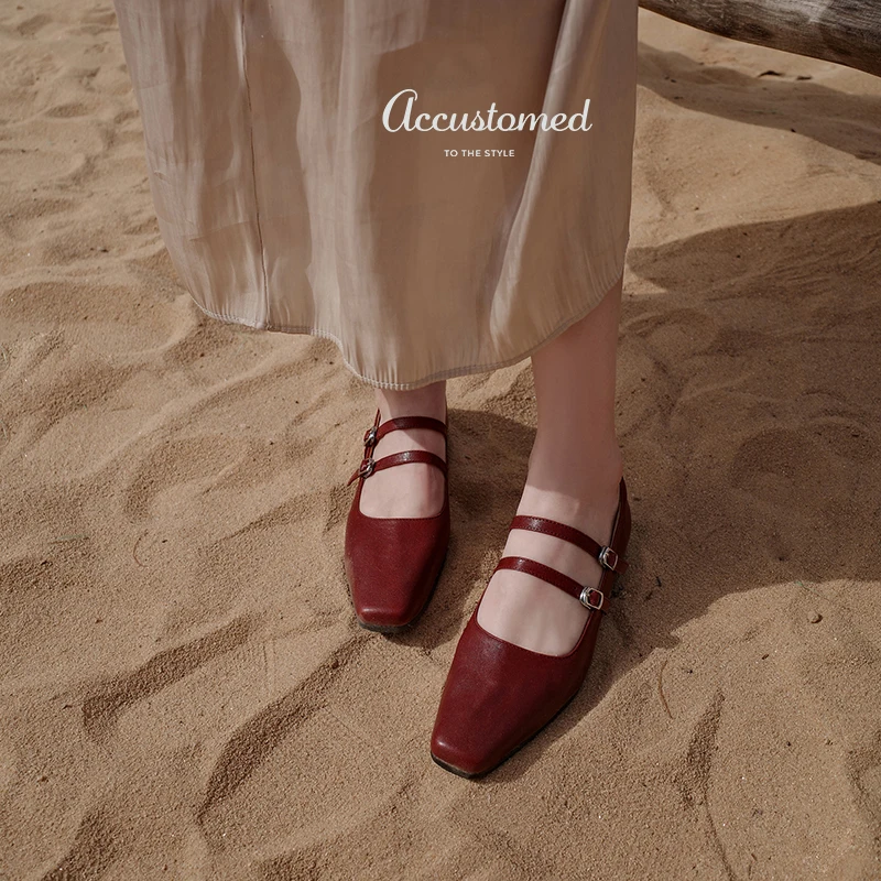 Женские базовые туфли Мэри Джин во французском стиле элегантные с квадратным