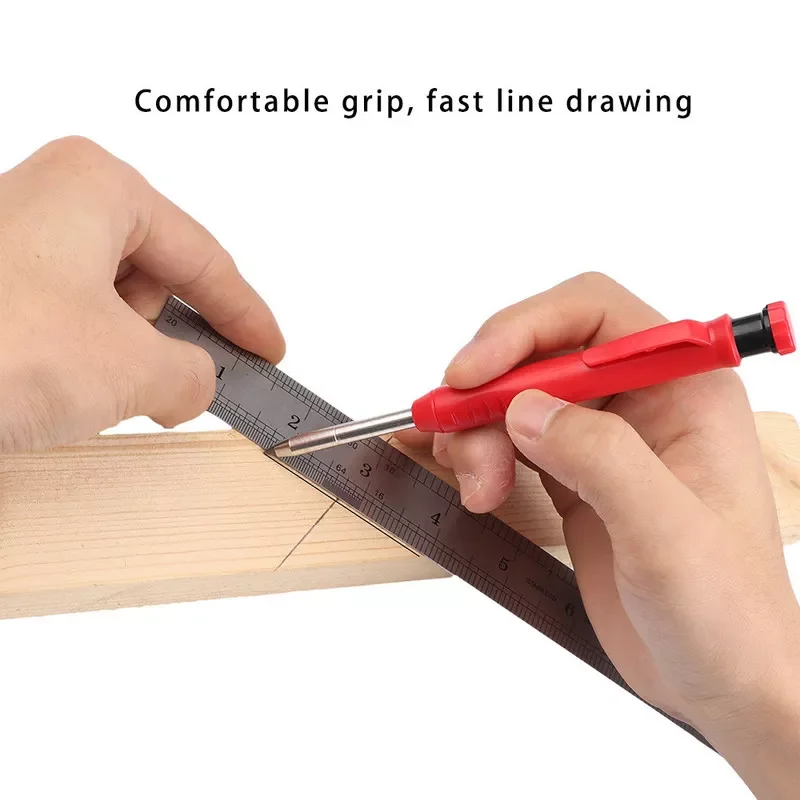 

Carpenter Pencil Set with 7 Refill Leads, Built-in Sharpener, Deep Hole Mechanical Pencil Marker Marking Tool
