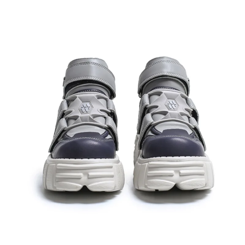 2023 Spring and Autumn New Spanish Retro Punk Contrast Color Women's Platform Metal Casual High-Top Shoes Women