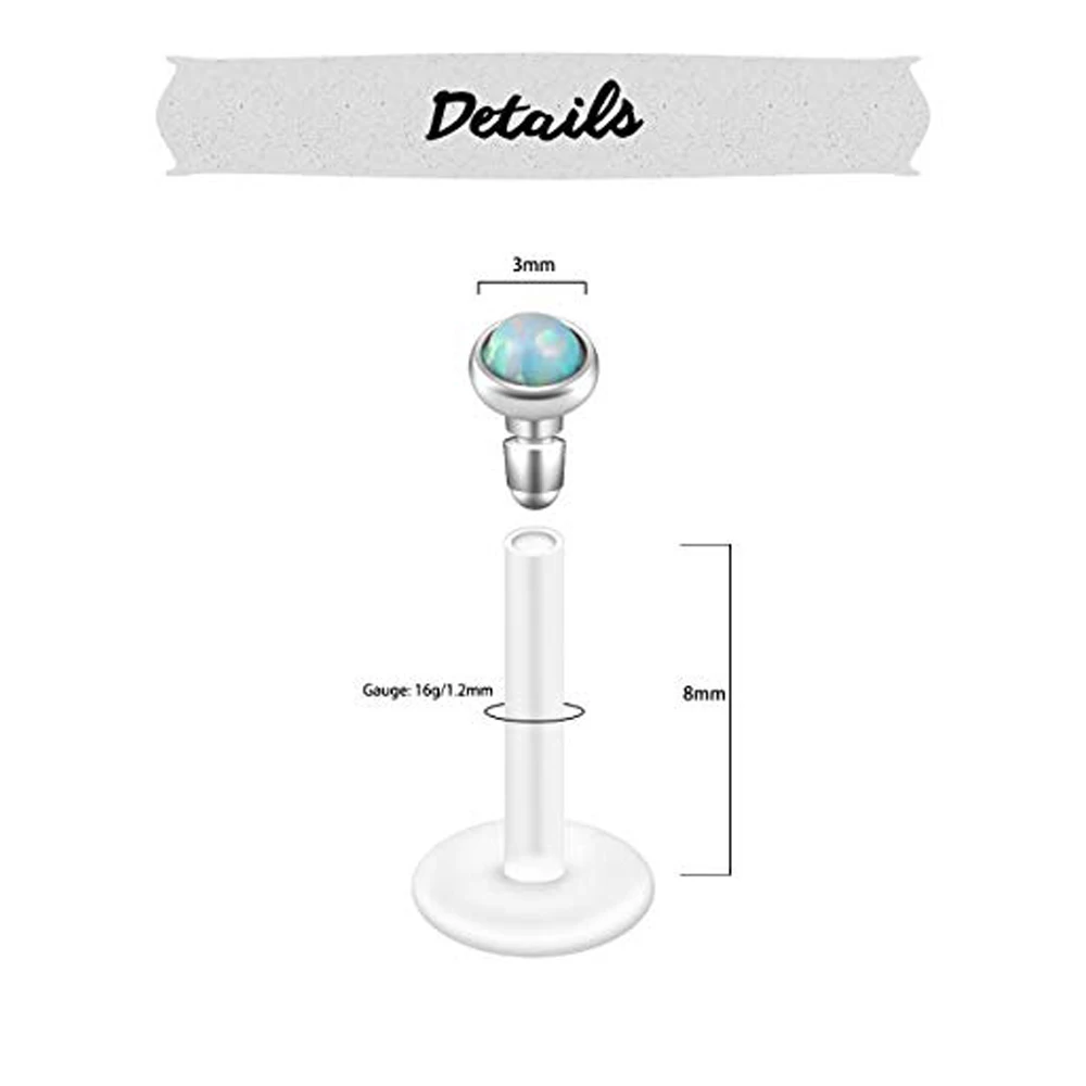 16G нержавеющая сталь УФ гибкий акриловый Опал Кристалл фиксатор гибкое кольцо