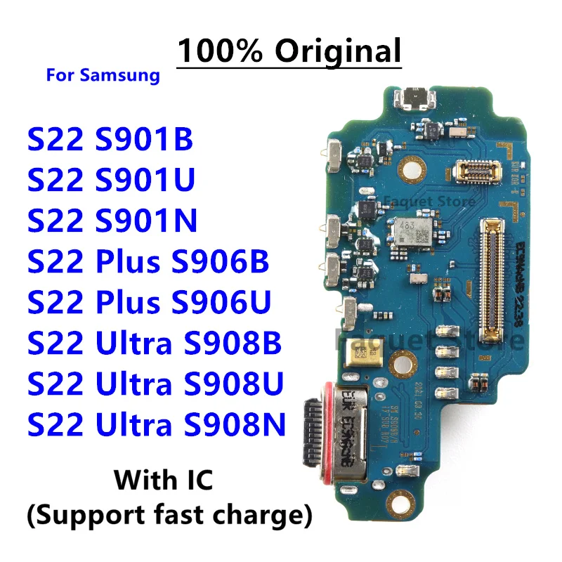 

100% Original USB Charger Charging Port Dock Connector Board Flex Cable For Samsung S22 Plus Ultra S908B S908U S901B S901U S906B