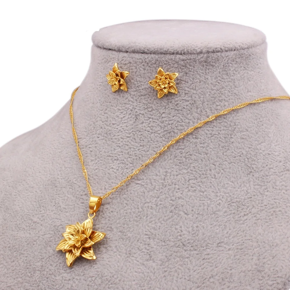 

New RoseL Arabian Bridal wedding jewelry set Women wear necklace earrings ring set jewelry set Women High quality Dubai Luxury