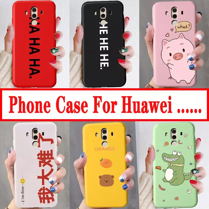 

Phone Case For huawei mate 8 9 10 pro shell Cartoon Cute Pattern Cases For huawei mate 10 pro 30 Soft Silicone Back Cover Lucky
