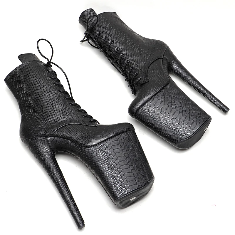 Leecabe  23CM/9inches Snake PU upper Sexy boots  High Heels Platform Pole Dance shoes