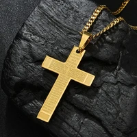 dropshipping stainless steel cross pendant waterproof necklaces goldsilver fashion jewelry figaro chain necklace for men women