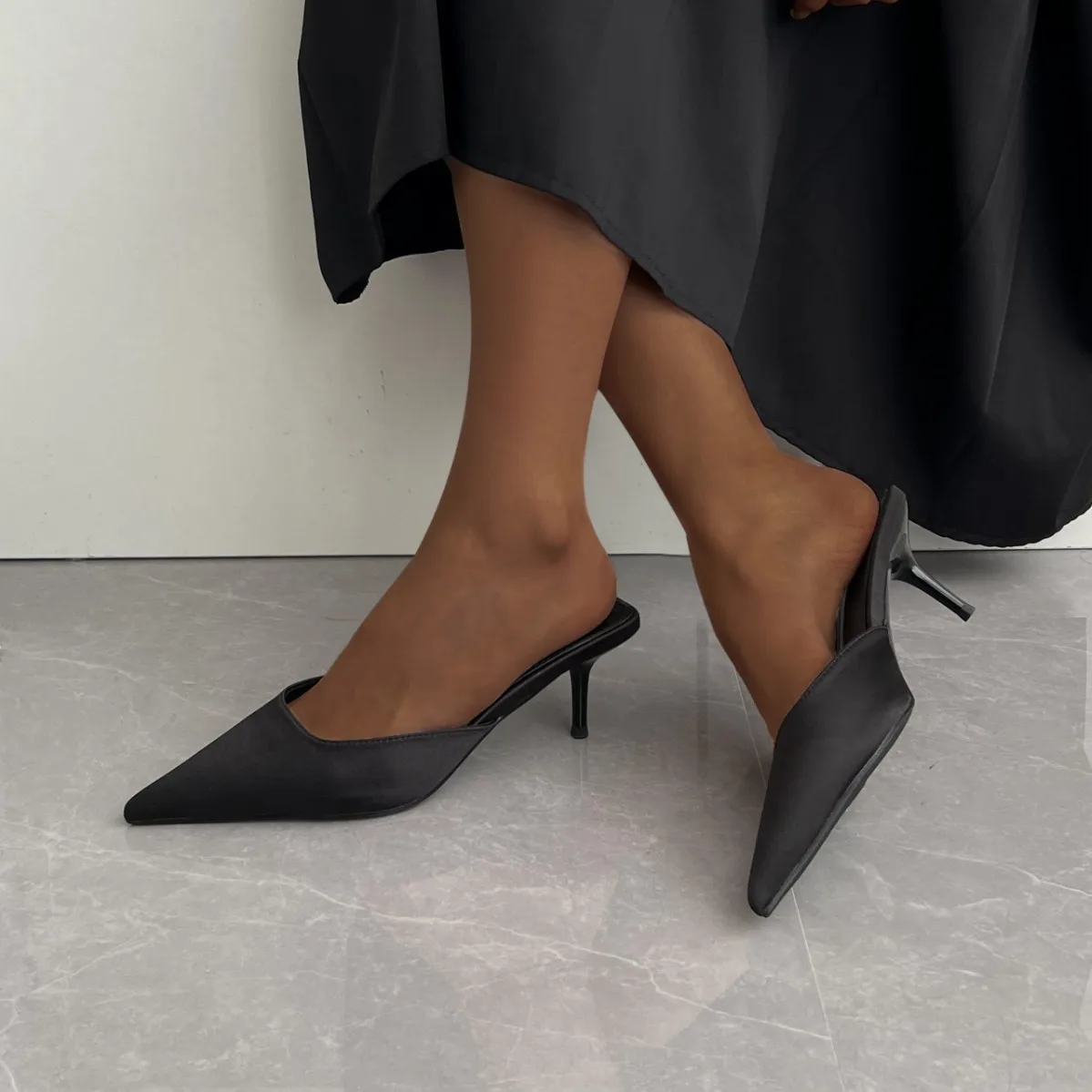 Женские полутапочки Baobao во французском стиле новые летние черные босоножки на