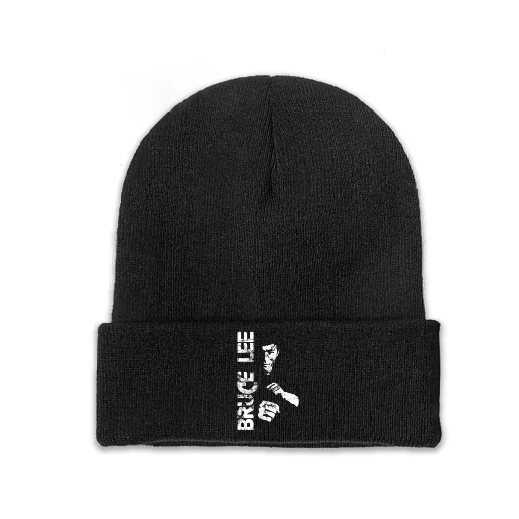 

Bruce Lee Knit Hat Beanies Winter Hats Warm Fashion Dragon Movie Kung Fu Brusli Karate China Caps Men Women Gift