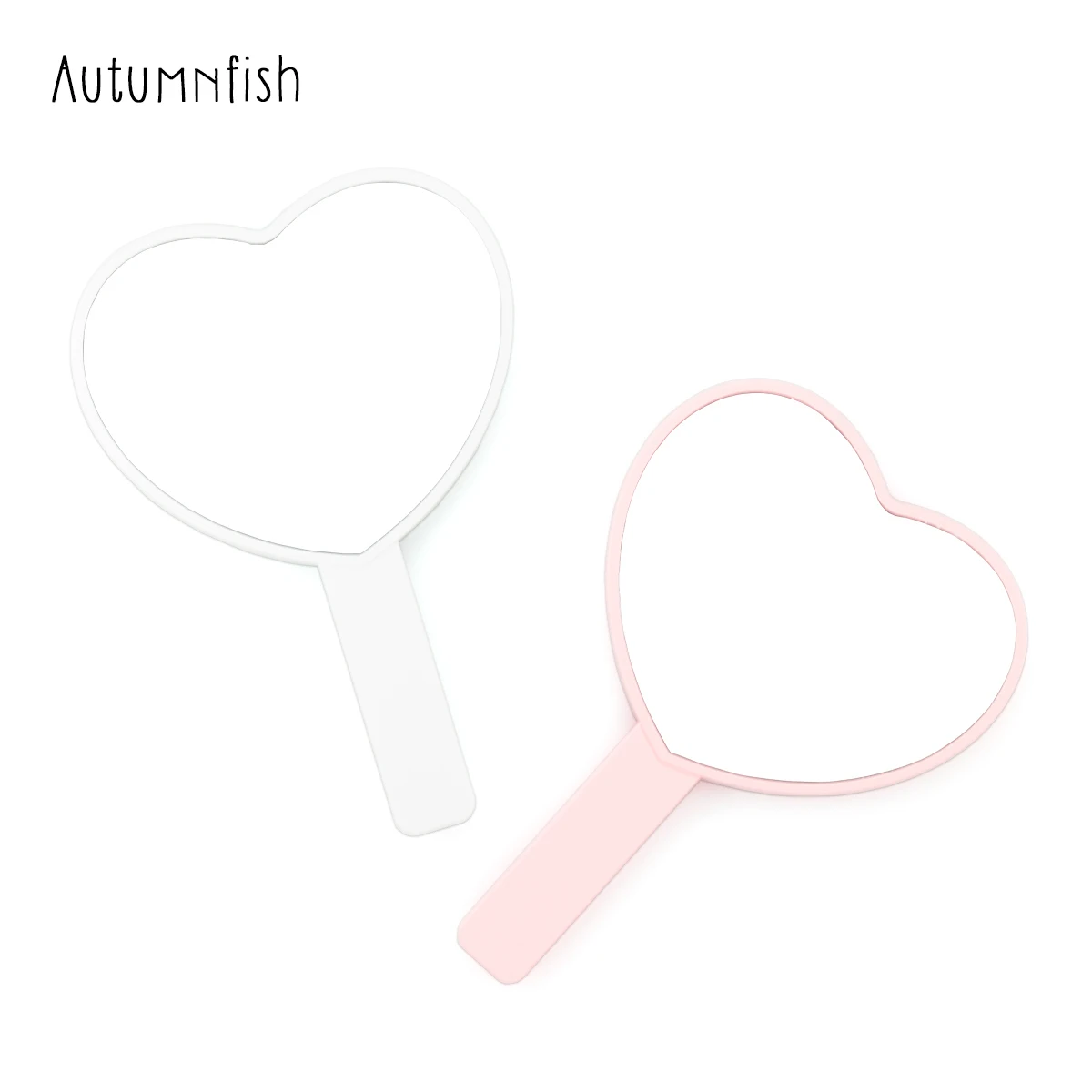 Autumnfish Ручное косметическое зеркало в форме сердца белое розовое симпатичное