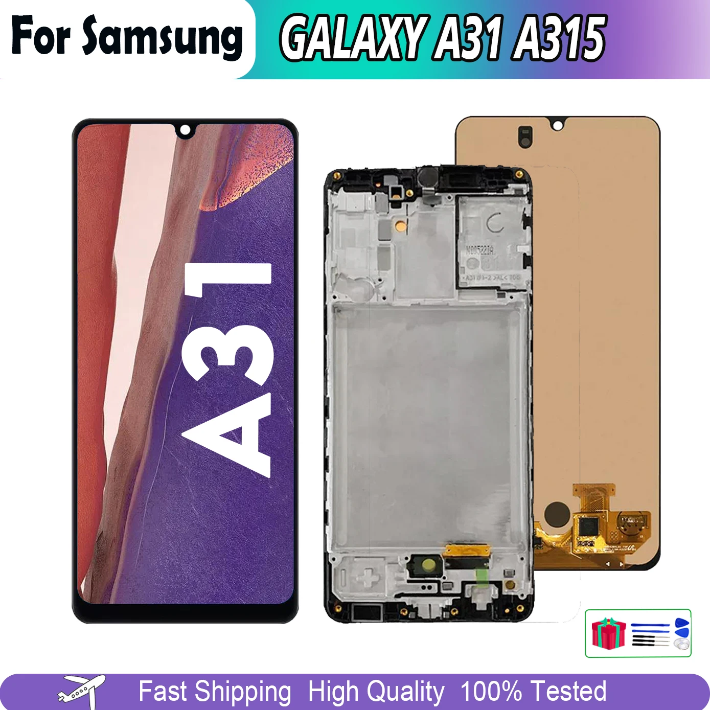 Super AMOLED для SAMSUNG GALAXY A31 A315, ЖК-дисплей, сенсорный экран для Samsung SM-A315F A315F/DS A315G, дигитайзер в сборе, замена