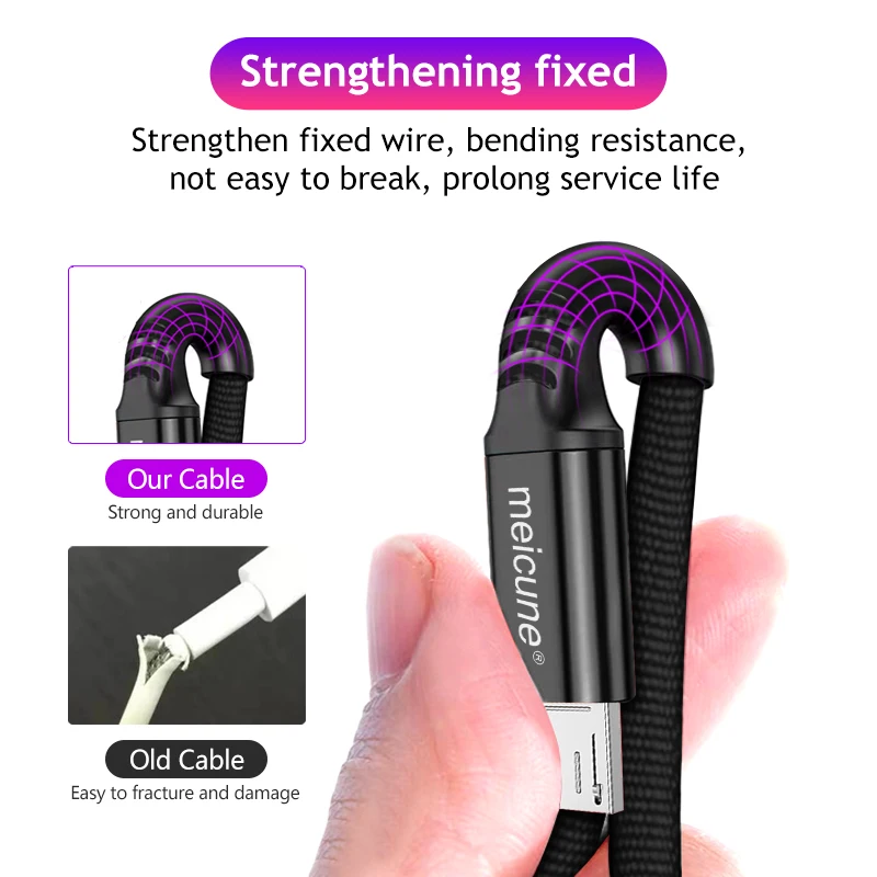 Кабель Micro USB 3 А 2 м 1 для передачи данных и быстрой зарядки Android |