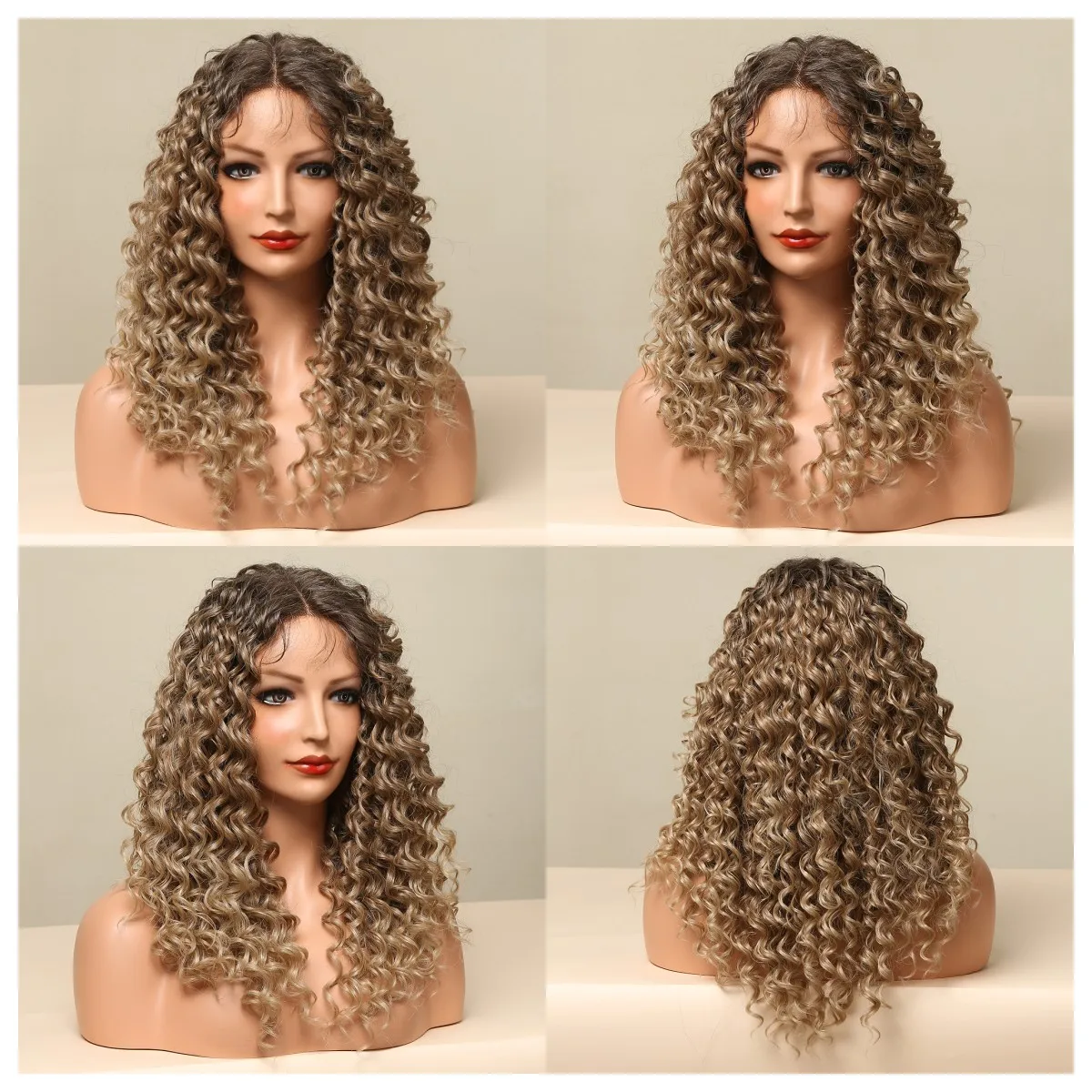 

Curly 13x6 Ombre Brown Dark Roots 13x4 Lace Front Human Hair Wigs Hd Transparent Glueless Forr Woman Baby Hair Pre-Plucked
