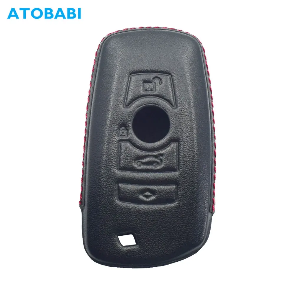 

Leather Car Key Case Keychain For BMW 1 2 3 4 5 6 7 Series X3 X4 M5 M6 GT3 GT5 Smart Keyless Remote Control Fobs Protector Cover