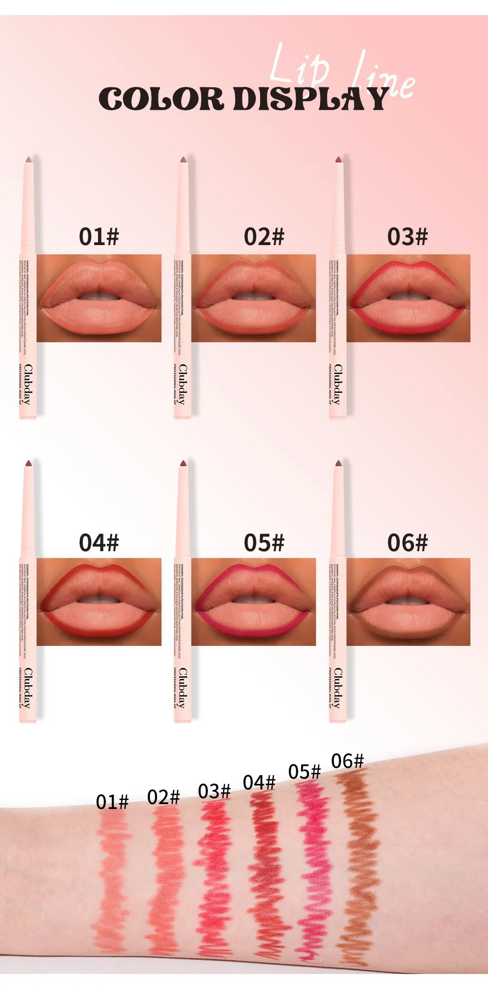 MISS ROSE вращающаяся бархатная матовая подводка для губ губная помада карандаш