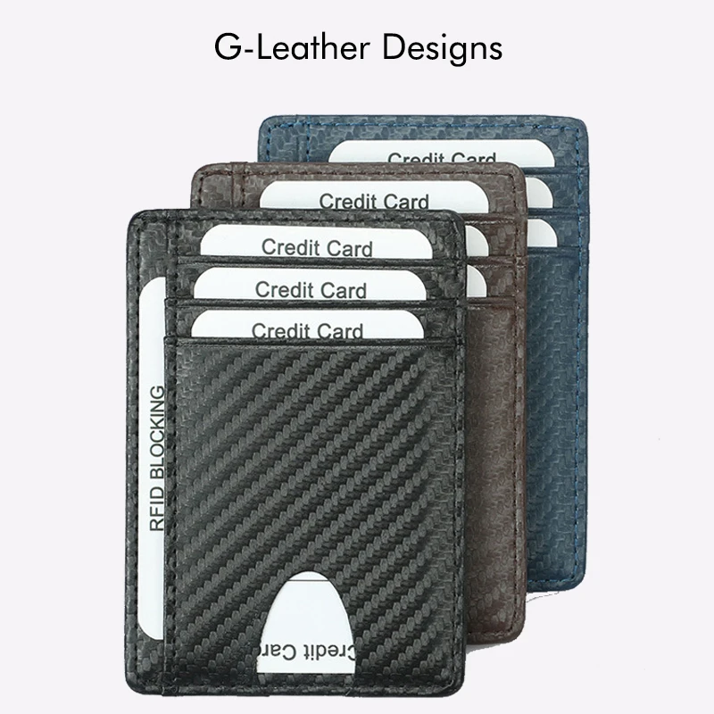 2023 New Fashion Carbon Fiber Pattern Leather Card Holder Men Credit Card Case ID Card Wallet With Transparent Window