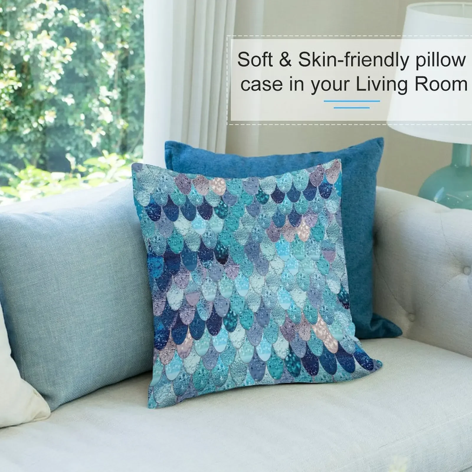 Летняя подушка MERMAID DARK TEAL от Monika Strigel на заказ роскошные диванные подушки осенняя