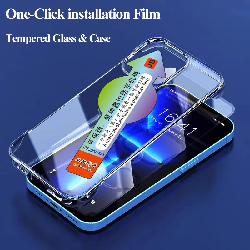 

2 в 1 стекло и чехол для iPhone 13 12 Pro Max полное защитное закаленное стекло для экрана Protrotector для iPhone 12 13 Pro Max чехол