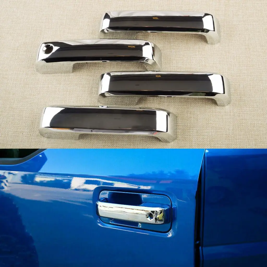

Car Outside Door Handle Cover Trim Frame Cap Shell 1 Hole Mirror Chrome Silver ABS Fit for Ford F150 F-150 2015 2016 2017-2020