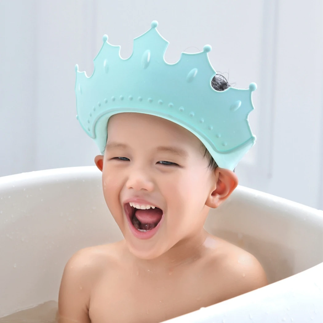 

Plastic Adjustable Crown Design Baby Swim Cap Bath Shampoo Eye Protection Head Shower Water Cover Baby Care Wash Hair Shower Cap