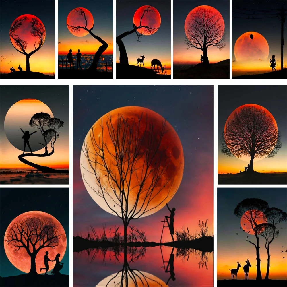 

Landscape Moon DIY Paint By Numbers Set Acrylic Paints 50*70 Picture By Numbers Photo Decorative Paintings For Adults Wall Art