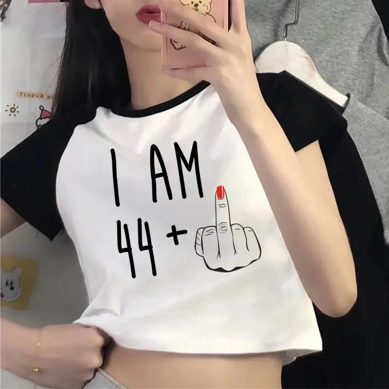 Crop Top for Women I'm 39/40/41/42/43/44Plus Summer Cropped T-shirts Middle Finger Aesthetic Short Tees Clothes E Girl Crop Tops images - 6