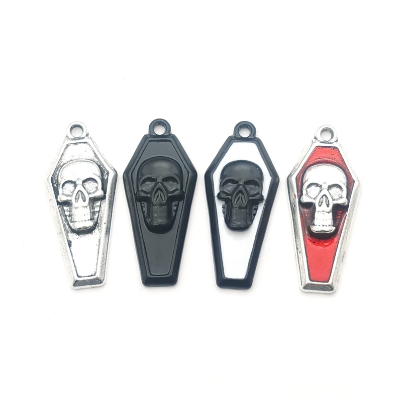 10 шт 31x15 мм гроб череп Готический сплав тибетские Подвески антикварное Изготовление ювелирных изделий маленький кулон DIY аксессуары ручной работы