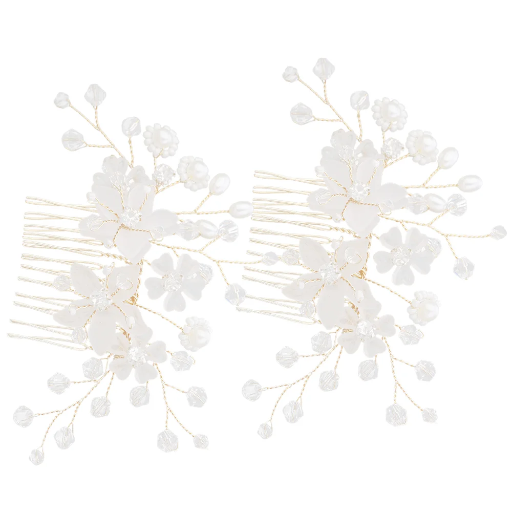 

2pcs Flower Hair Piece Rhinestone Hair Pin Teen Girls Headdress Wedding Bridal Hair Accessory