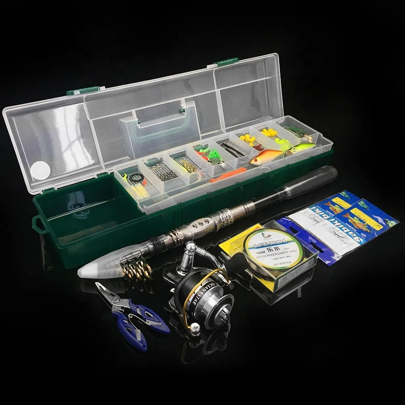 

104 pieces Full Kit Telescopic Fishing Rod and Reel Combo Lure Combo Spinning Fishing Rod Set Accessories