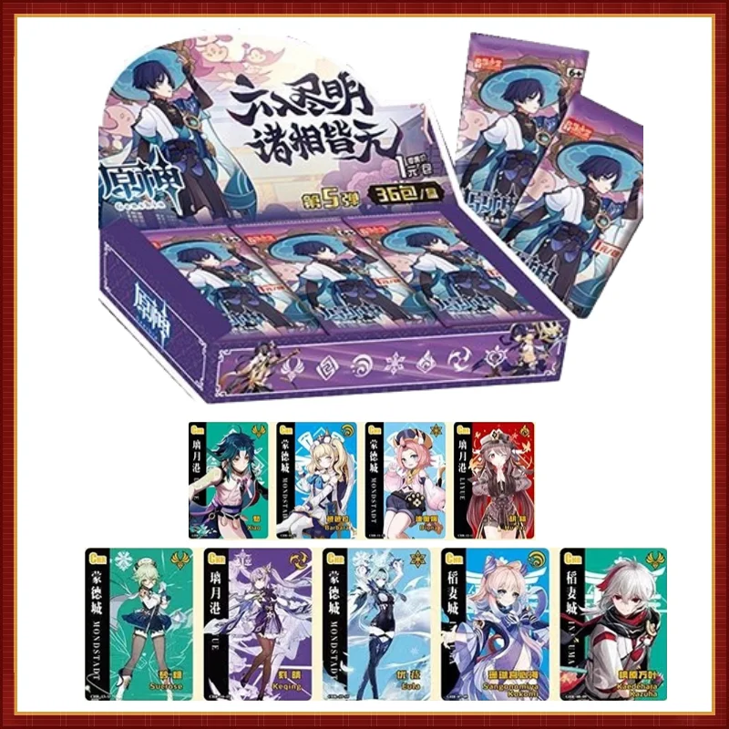 

KAYOU Anime Periphery Yikatang Yuanshin Fifth Bomb Creative Edition A Box of 36 Packs of 216 Sheets Toy Gift Card CollectionGift