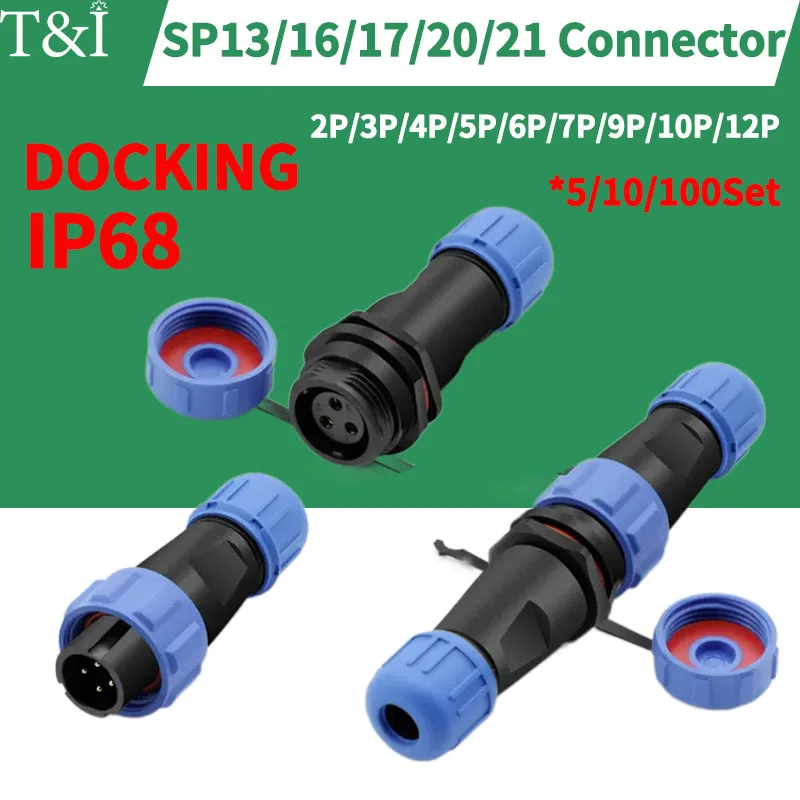 

SP13 SP16 SP17 SP20 SP21 SD Docking Waterproof IP68 Dustproof Aviation Connector Male Female Plug Socket 2/3/4/5/6/7/9/10/12PIN
