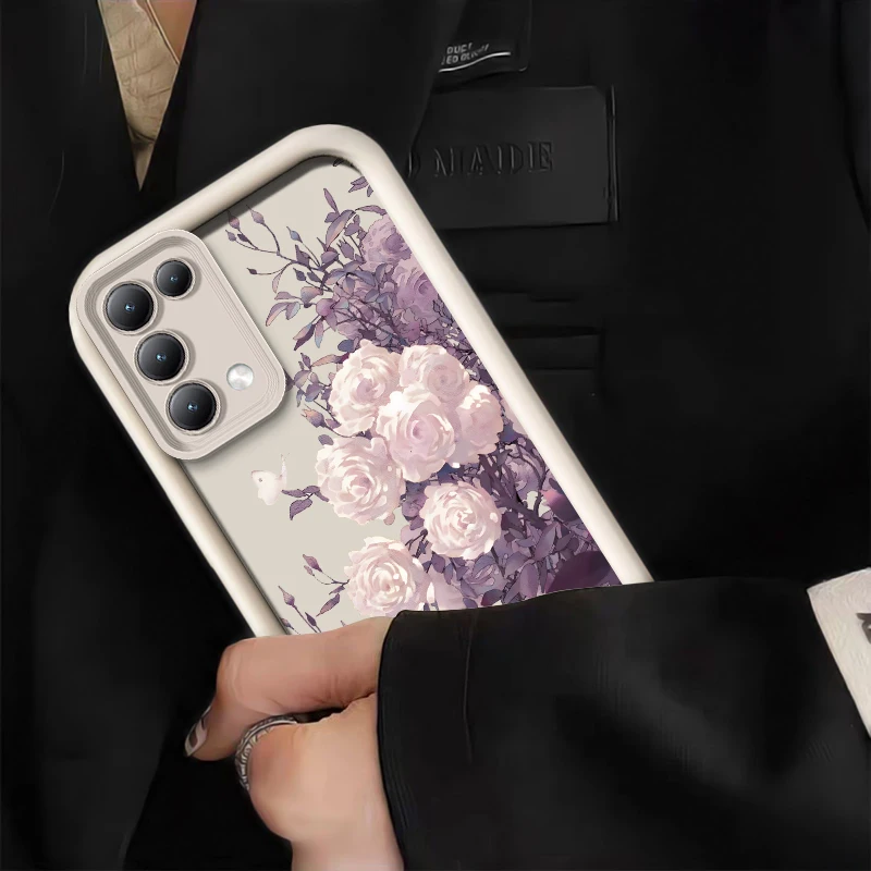 Модный силиконовый чехол с цветами в стиле ретро для OPPO Reno 8 7 6 5 4 3 2 Lite Pro Plus 8Z 7Z 6Z 5F 4Z