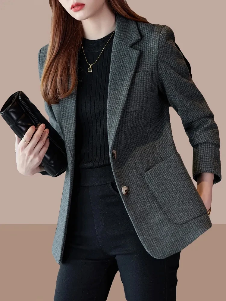 Высококачественный серый пиджак женский новый корейский Повседневный стиль
