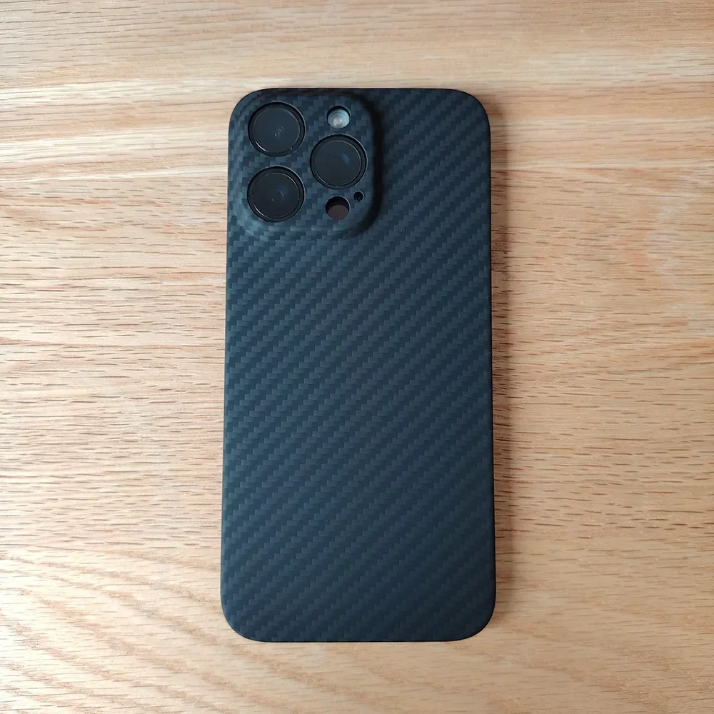 HKAB чёрный чехол для iphone 15 pro max с маленьким отверстием кевлар Арамид углеродное