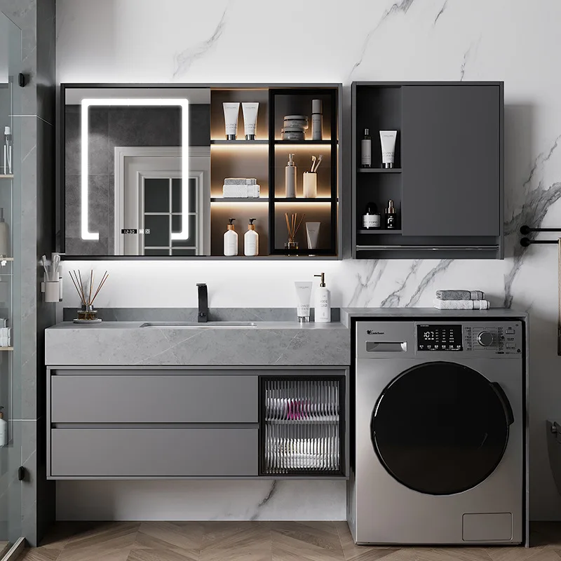 

Light luxury can be customized balcony cabinet washbasin bathroom cabinet washing machine cabinet combination cabinet